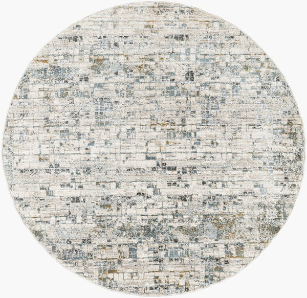 Livabliss Dresden Geometric Turkish Polyester Area Rug with Fringe for Living and Dining Rooms Taupe, White 7'10" x 7'10" DRE2304-710RD