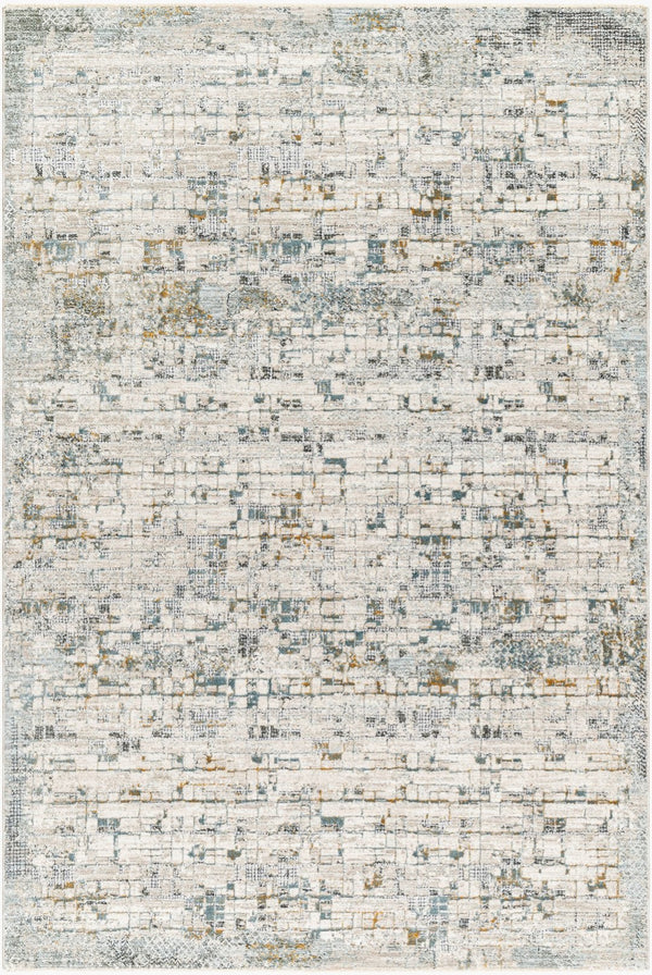 Livabliss Dresden Geometric Turkish Polyester Area Rug with Fringe for Living and Dining Rooms Taupe, White 9' x 12'2" DRE2304-9122