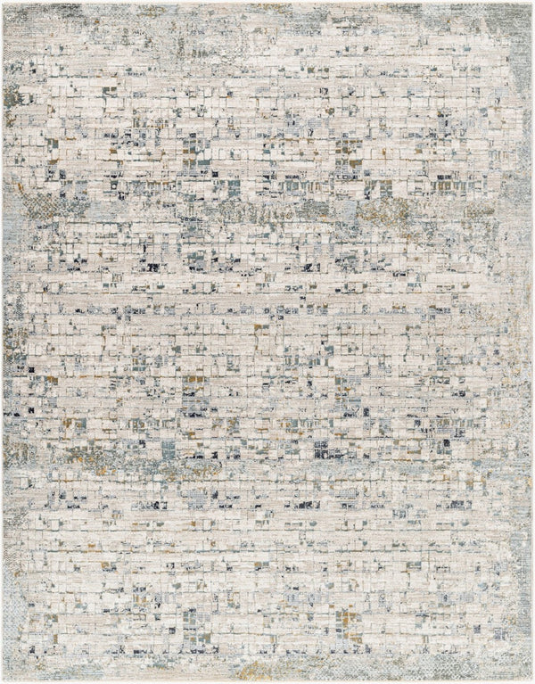 Livabliss Dresden Geometric Turkish Polyester Area Rug with Fringe for Living and Dining Rooms Taupe, White 7'10" x 10'2" DRE2304-710103