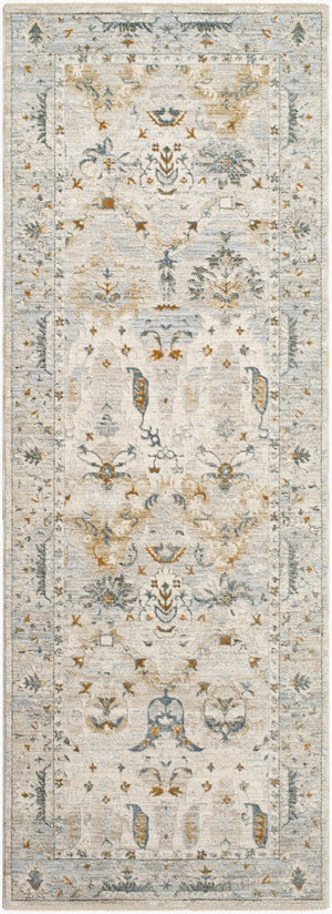Livabliss Dresden Traditional Polyester Area Rug with Fringe Trim for Large Formal Living Spaces White, Taupe 2'7" x 10' DRE2308-2710