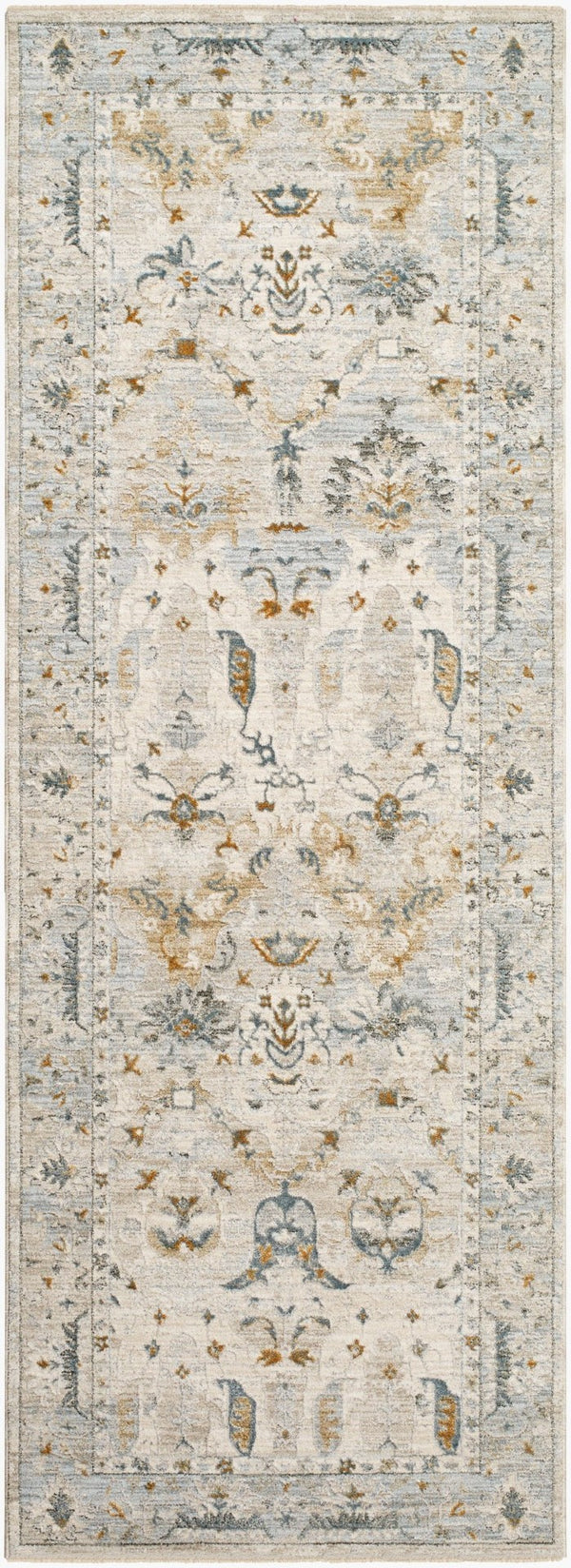Livabliss Dresden Traditional Polyester Area Rug with Fringe Trim for Large Formal Living Spaces White, Taupe 2'7" x 10' DRE2308-2710
