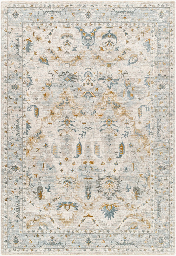 Livabliss Dresden Traditional Polyester Area Rug with Fringe Trim for Large Formal Living Spaces White, Taupe 9' x 12'2" DRE2308-9122