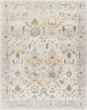 Livabliss Dresden Traditional Polyester Area Rug with Fringe Trim for Large Formal Living Spaces White, Taupe 7'10" x 10'2" DRE2308-710103