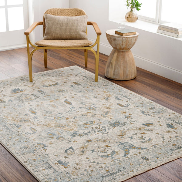 Livabliss Dresden Traditional Polyester Area Rug with Fringe Trim for Large Formal Living Spaces White, Taupe 9' x 12'2" DRE2308-9122