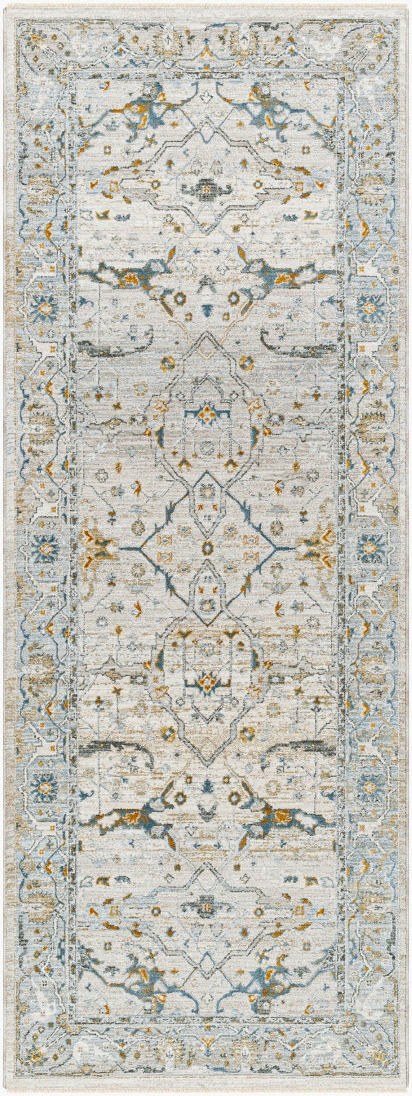 Livabliss Dresden Traditional Turkish Machine Woven Polyester Area Rug for Living Room Taupe, White 2'7" x 7'3" DRE2309-2773