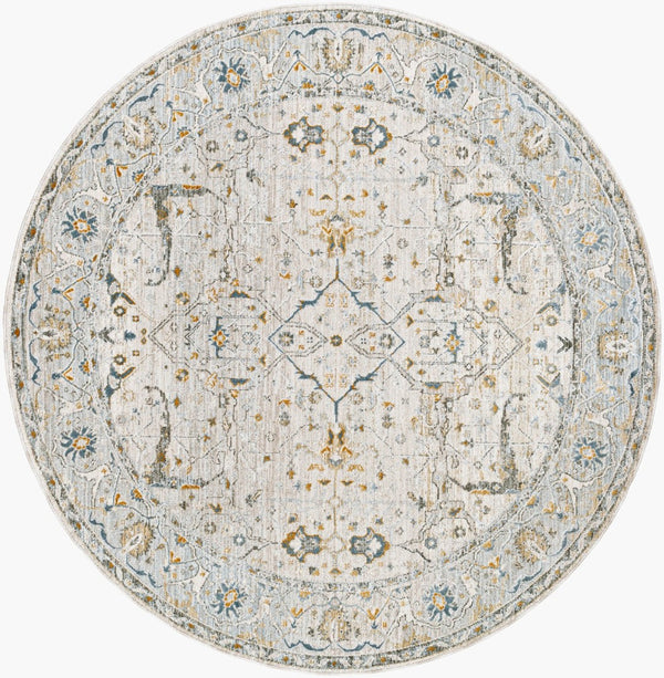 Livabliss Dresden Traditional Turkish Machine Woven Polyester Area Rug for Living Room Taupe, White 7'10" x 7'10" DRE2309-710RD
