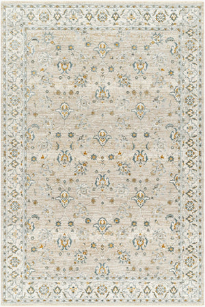 Livabliss Dresden Persian Medallion Area Rug Machine Woven Polyester with Ornate Border Fringe Taupe, White 2'7" x 3'11" DRE2311-274