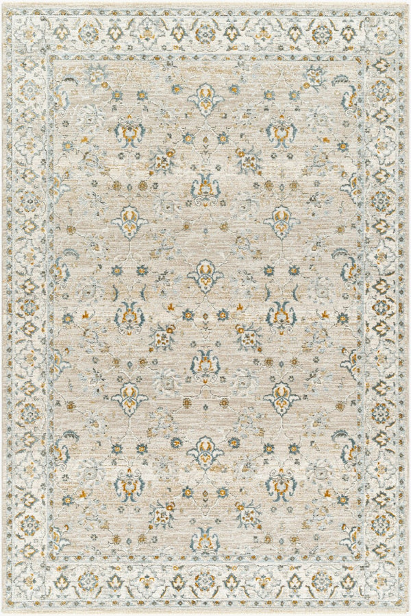 Livabliss Dresden Persian Medallion Area Rug Machine Woven Polyester with Ornate Border Fringe Taupe, White 2'7" x 3'11" DRE2311-274
