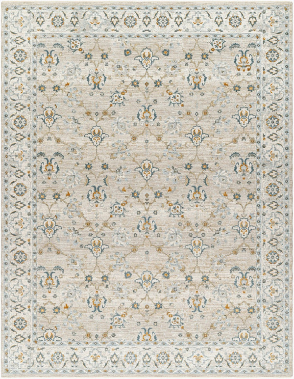 Livabliss Dresden Persian Medallion Area Rug Machine Woven Polyester with Ornate Border Fringe Taupe, White 7'10" x 10'2" DRE2311-710103