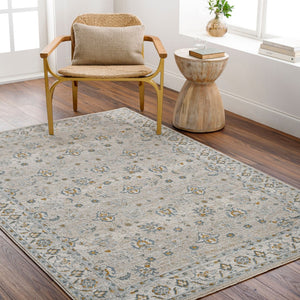 Livabliss Dresden Persian Medallion Area Rug Machine Woven Polyester with Ornate Border Fringe Taupe, White 2'7" x 3'11" DRE2311-274