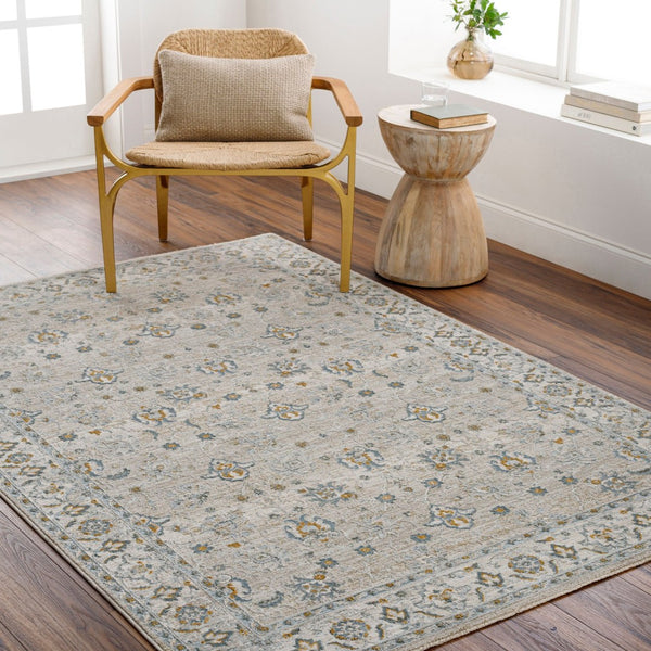 Livabliss Dresden Persian Medallion Area Rug Machine Woven Polyester with Ornate Border Fringe Taupe, White 2'7" x 3'11" DRE2311-274