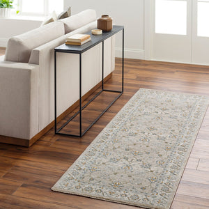 Livabliss Dresden Persian Medallion Area Rug Machine Woven Polyester with Ornate Border Fringe Taupe, White 2'7" x 10' DRE2311-2710