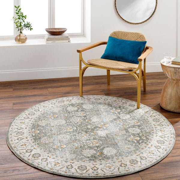 Livabliss Dresden Traditional Medallion Polyester Area Rug Machine Woven in Turkey for Large Rooms Taupe, Dusty Sa 7'10" x 7'10" DRE2312-710RD
