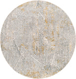 Dresden DRE-2313 6'7" x 6'7" Round Machine Woven Rug DRE2313-67RD  Medium Gray, White, Light Slate, Gray, Mustard, Denim Surya