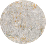 Dresden DRE-2313 7'10" x 7'10" Round Machine Woven Rug DRE2313-710RD  Medium Gray, White, Light Slate, Gray, Mustard, Denim Surya