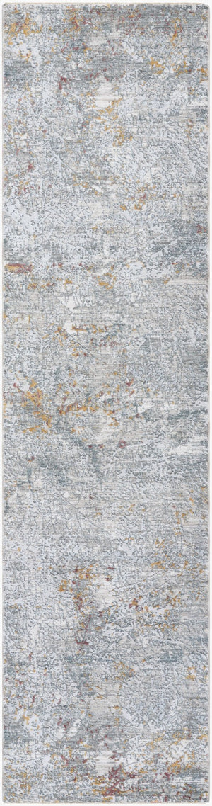 Livabliss Dresden Minimalist Machine Woven Polyester Area Rug with Fringe Trim for Living Rooms Gray, White 2'7" x 10' DRE2314-2710