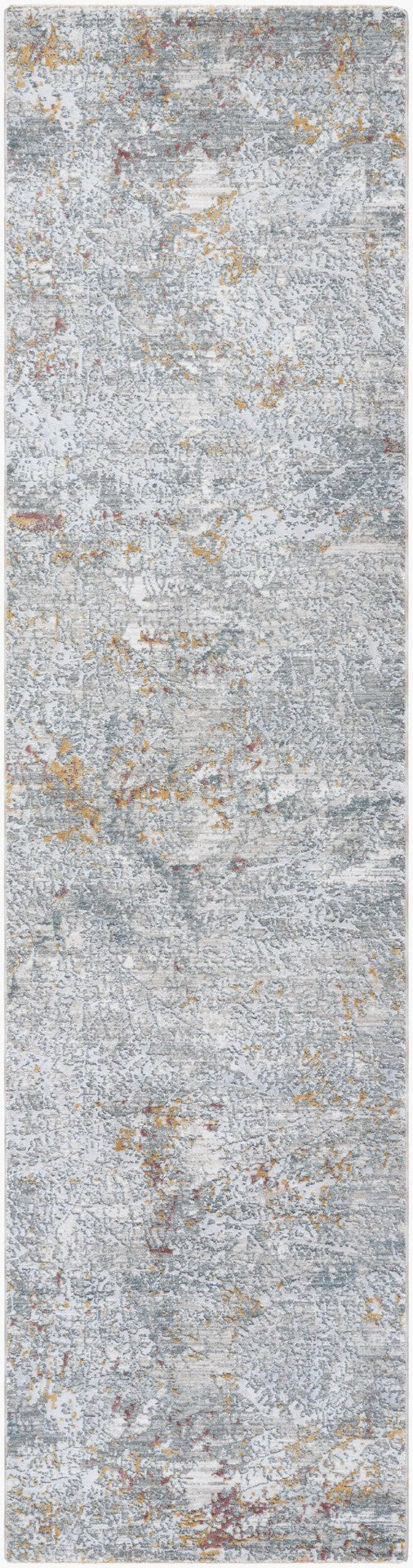 Livabliss Dresden Minimalist Machine Woven Polyester Area Rug with Fringe Trim for Living Rooms Gray, White 2'7" x 10' DRE2314-2710