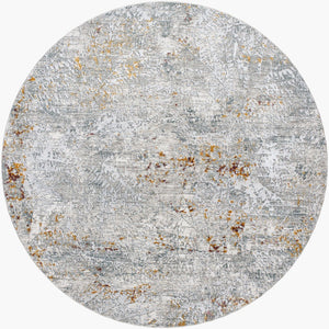 Livabliss Dresden Minimalist Machine Woven Polyester Area Rug with Fringe Trim for Living Rooms Gray, White 6'7" x 6'7" DRE2314-67RD