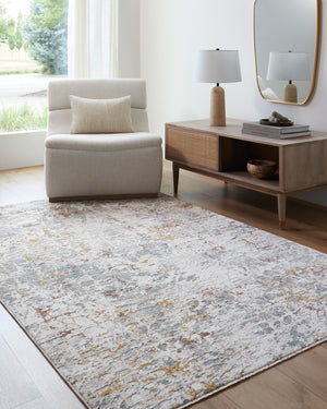Dresden DRE-2315 9' x 12'2" Machine Woven Rug DRE2315-9122  White, Gray, Medium Gray, Light Slate, Mustard, Rust Surya