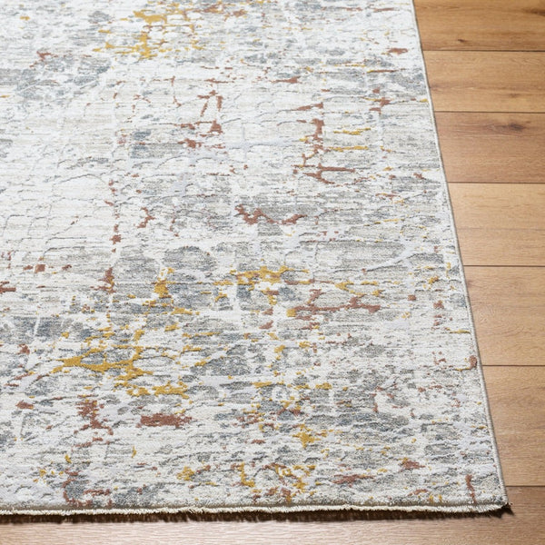 Livabliss Dresden Machine Woven Polyester Area Rug with Fringe Edges for Living or Dining Rooms White, Gray 2' x 2'11" DRE2315-23
