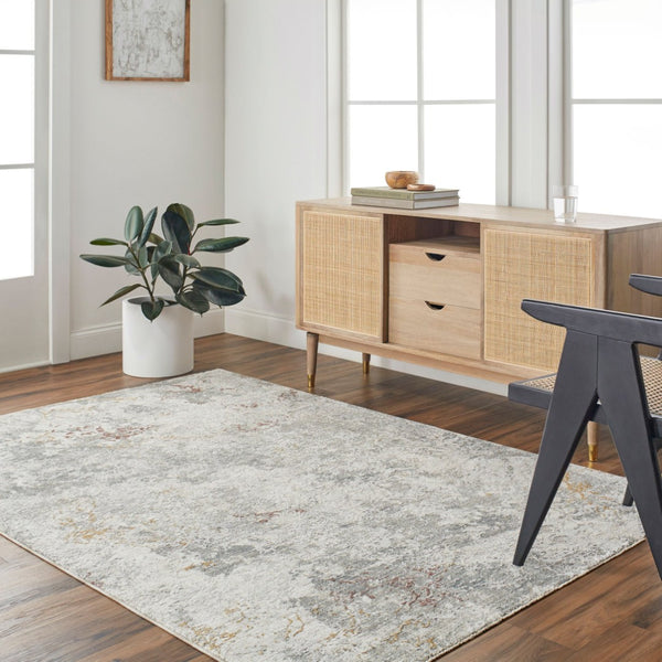 Livabliss Dresden Collection Polyester Area Rug with Fringe for Modern Living Rooms White, Gray 10' x 13'11" DRE2316-1014