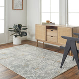 Dresden DRE-2317 9' x 12'2" Machine Woven Rug DRE2317-9122  White, Medium Gray, Light Slate, Gray, Denim, Mustard Surya