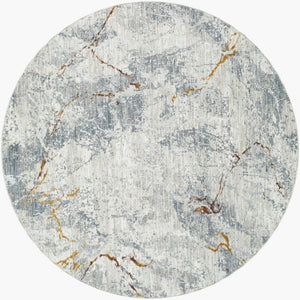 Livabliss Dresden Machine Woven Polyester Area Rug with Fringe Border for Large Living Rooms Medium Gray, Wh 7'10" x 7'10" DRE2318-710RD