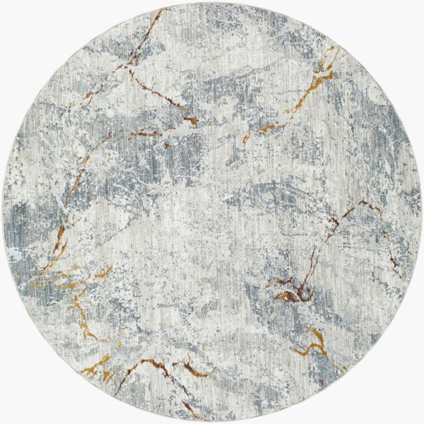 Livabliss Dresden Machine Woven Polyester Area Rug with Fringe Border for Large Living Rooms Medium Gray, Wh 7'10" x 7'10" DRE2318-710RD