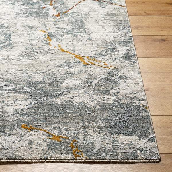 Dresden DRE-2318 9' x 12'2" Machine Woven Rug DRE2318-9122  Medium Gray, White, Gray, Light Slate, Mustard, Rust Surya