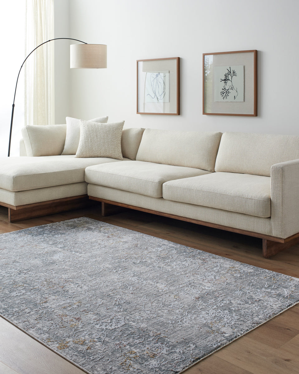 Dresden DRE-2319 9' x 12'2" Machine Woven Rug DRE2319-9122  Medium Gray, Gray, White, Light Slate, Mustard, Rust Surya