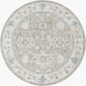 Livabliss Dresden Traditional Fringed Area Rug Polyester Weave for Living and Dining Rooms Gray, White 7'10" x 7'10" DRE2324-710RD