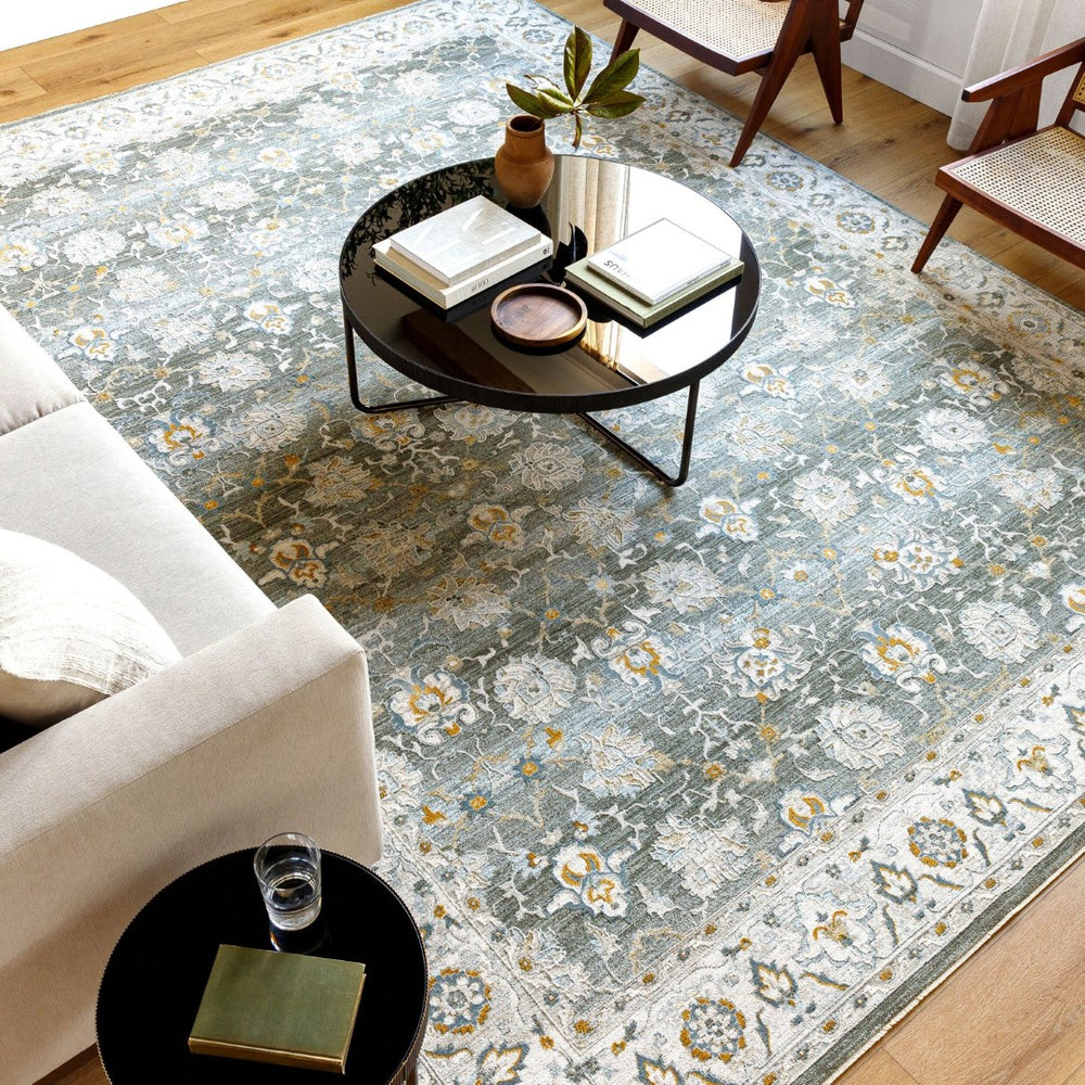 Livabliss Dresden Traditional Fringed Area Rug Polyester Weave for Living and Dining Rooms Gray, White 9' x 12'2" DRE2324-9122