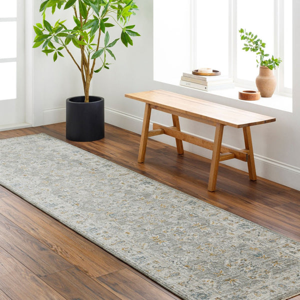 Livabliss Dresden Traditional Fringed Area Rug Polyester Weave for Living and Dining Rooms Gray, White 2'7" x 7'3" DRE2324-2773