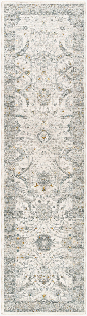 Livabliss Dresden Traditional Medallion Area Rug Polyester Machine Woven for Formal Living Rooms White, Medium G 2'7" x 10' DRE2326-2710