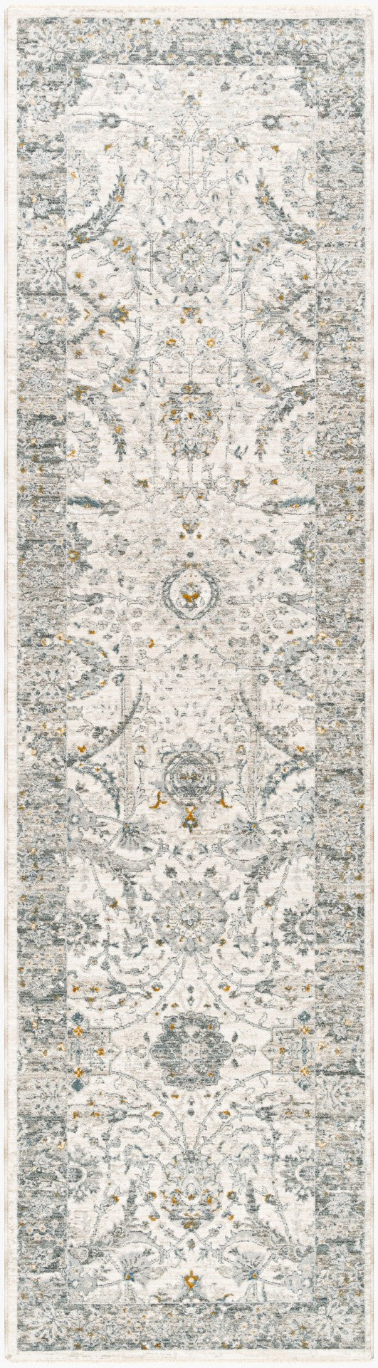 Livabliss Dresden Traditional Medallion Area Rug Polyester Machine Woven for Formal Living Rooms White, Medium G 2'7" x 10' DRE2326-2710
