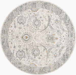 Livabliss Dresden Traditional Medallion Area Rug Polyester Machine Woven for Formal Living Rooms White, Medium G 5'3" x 5'3" DRE2326-53RD