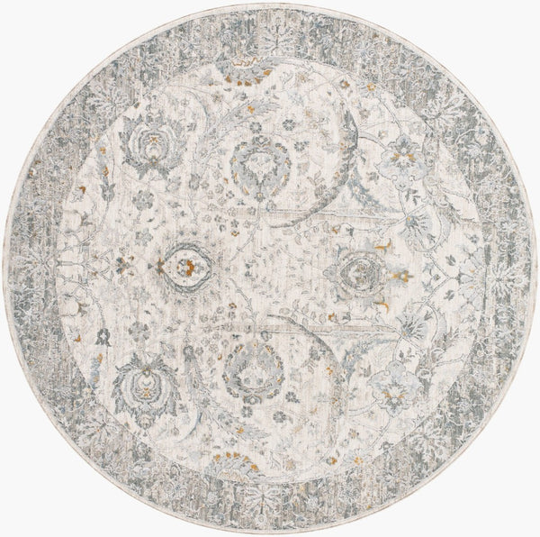 Livabliss Dresden Traditional Medallion Area Rug Polyester Machine Woven for Formal Living Rooms White, Medium G 5'3" x 5'3" DRE2326-53RD
