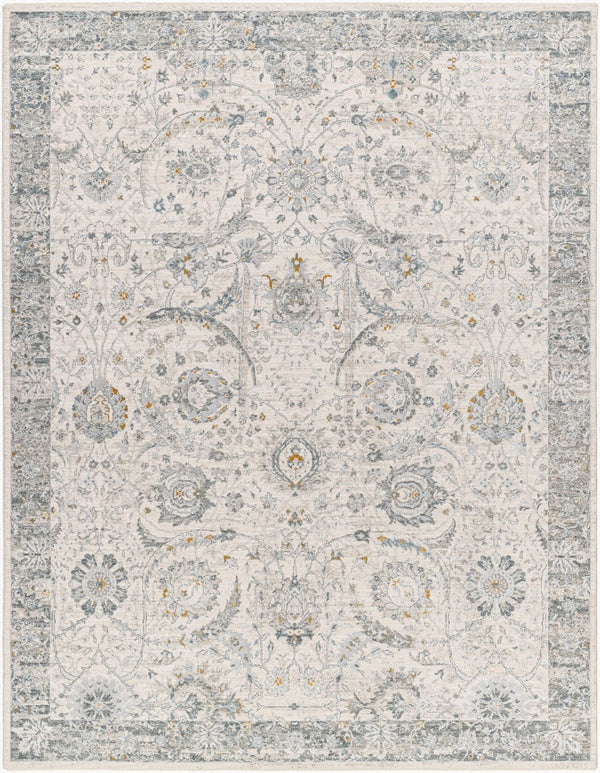 Livabliss Dresden Traditional Medallion Area Rug Polyester Machine Woven for Formal Living Rooms White, Medium G 10' x 13'11" DRE2326-1014