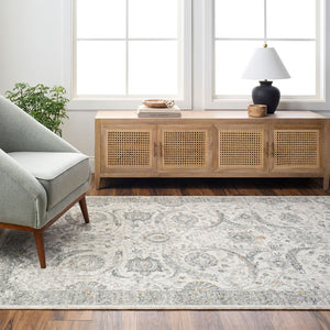 Livabliss Dresden Traditional Medallion Area Rug Polyester Machine Woven for Formal Living Rooms White, Medium G 10' x 13'11" DRE2326-1014