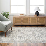 Dresden DRE-2326 9' x 12'2" Machine Woven Rug DRE2326-9122  White, Medium Gray, Gray, Light Slate, Denim, Mustard Surya