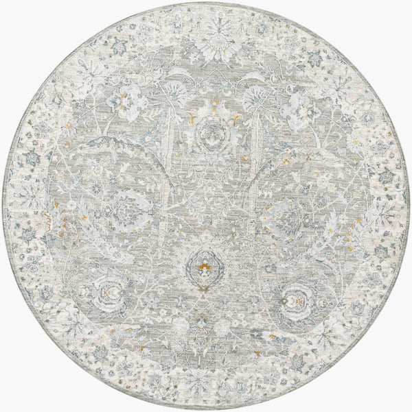 Livabliss Dresden Traditional Medallion Area Rug Machine Woven Polyester for Living and Dining Rooms Gray, Medium Gr 7'10" x 7'10" DRE2327-710RD