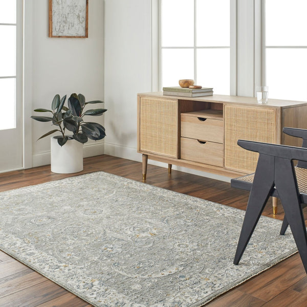 Livabliss Dresden Traditional Medallion Area Rug Machine Woven Polyester for Living and Dining Rooms Gray, Medium Gr 2' x 2'11" DRE2327-23