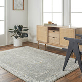 Dresden DRE-2327 9' x 12'2" Machine Woven Rug DRE2327-9122  Gray, Medium Gray, White, Light Slate, Denim, Mustard Surya