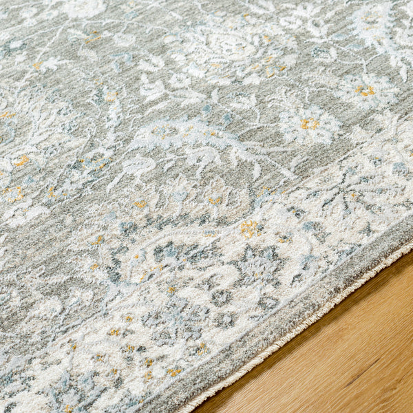 Dresden DRE-2327 9' x 12'2" Machine Woven Rug DRE2327-9122  Gray, Medium Gray, White, Light Slate, Denim, Mustard Surya