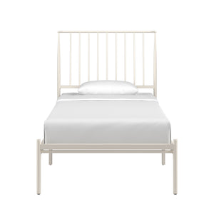 Homelegance By Top-Line Dante Metal Platform Bed with Curved Metal Headboard White Metal