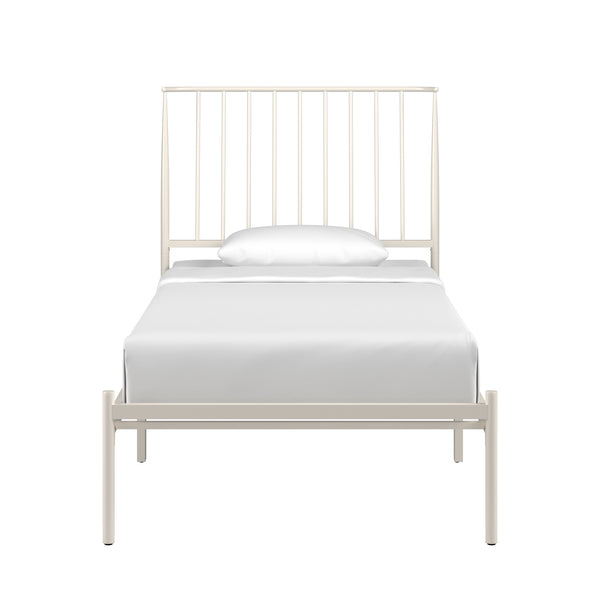 Homelegance By Top-Line Dante Metal Platform Bed with Curved Metal Headboard White Metal
