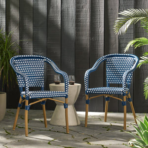English Elm Bistro Chair Set of 2 French Country Woven Aluminum Outdoor Patio Seating Pair 72906.00NVY