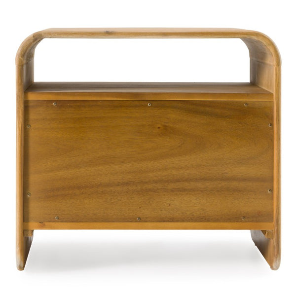 VIG Furniture Dresden Solid Acacia 2-Drawer Nightstand With Natural Grain, Black Metal Hardware, Ready-To-Use VGWD-BH-VF-BS-NAT