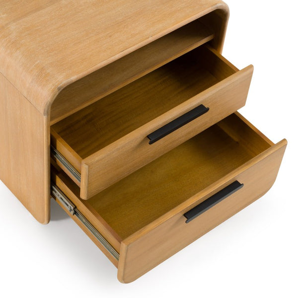 VIG Furniture Dresden Solid Acacia 2-Drawer Nightstand With Natural Grain, Black Metal Hardware, Ready-To-Use VGWD-BH-VF-BS-NAT