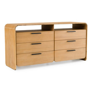 VIG Furniture Dresden Solid Acacia Dresser With 6 Drawers, Natural Grain Finish, Fully Assembled, Durable Hardware VGWD-BH-VF-DS-NAT